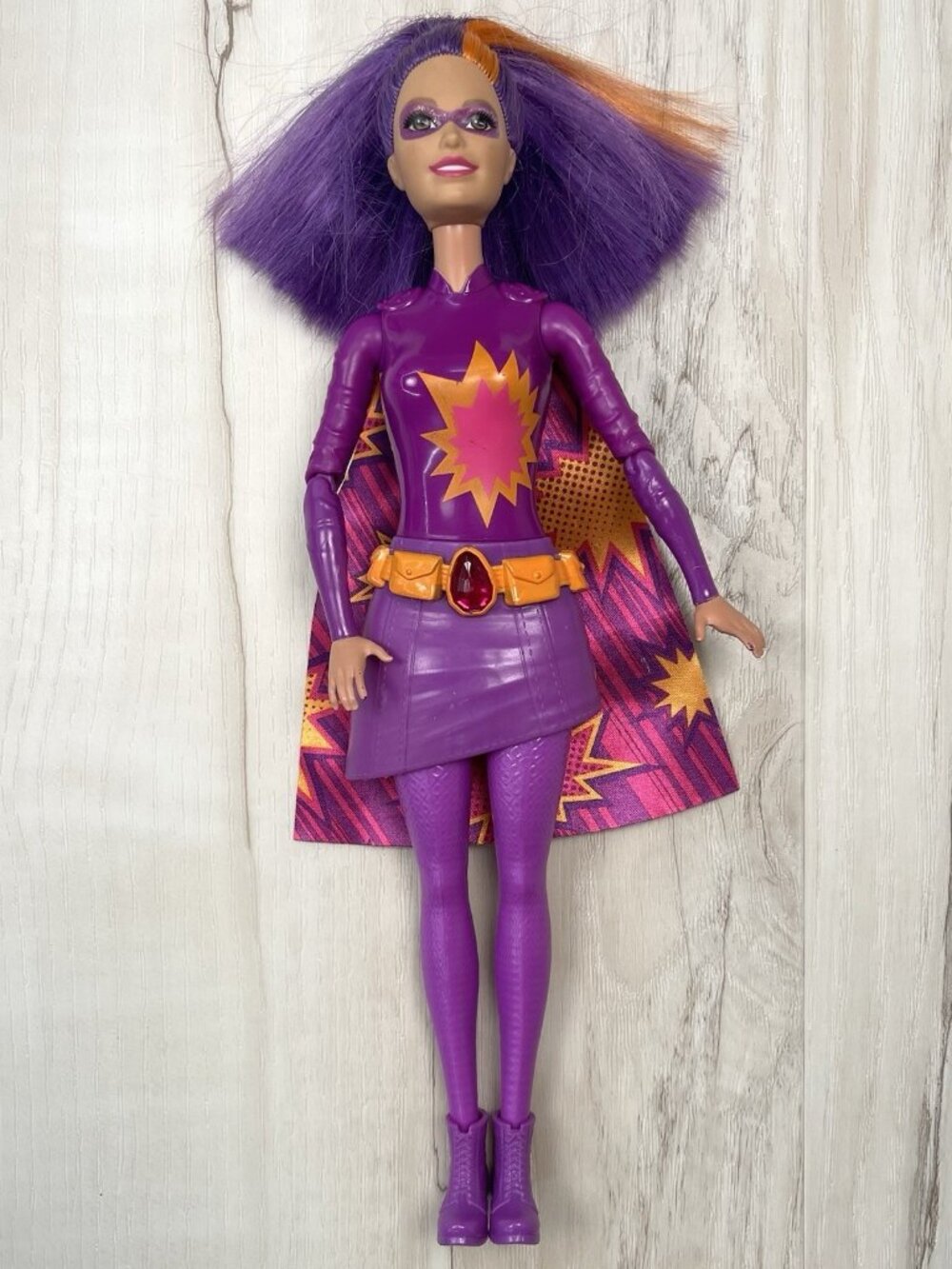 2015 MATTEL Princess Power Barbie MADISON Doll Purple Orange w/ Cape #DHM65